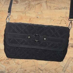 Vera Bradley Black Quilted Crossbody Bag Zebra Interior | NWOT | Retired